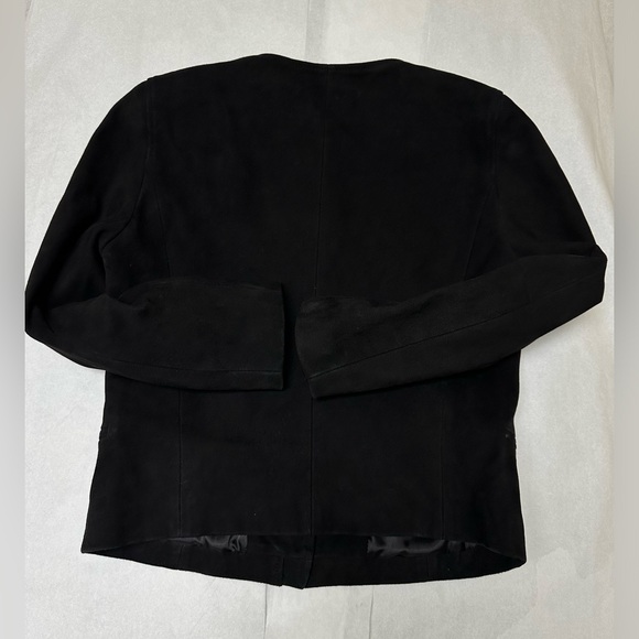 Sandro Paris Jacket Women’s Small 1 Suede Goat Leather Black Asymmetrical Zip🐝 - Picture 5 of 10